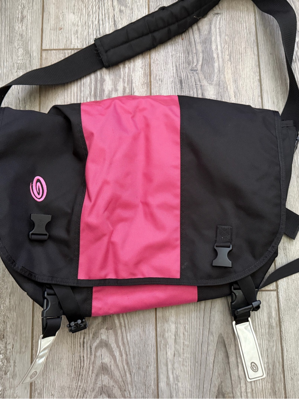 Timbuk2 Black and Pink Messenger Laptop Bag